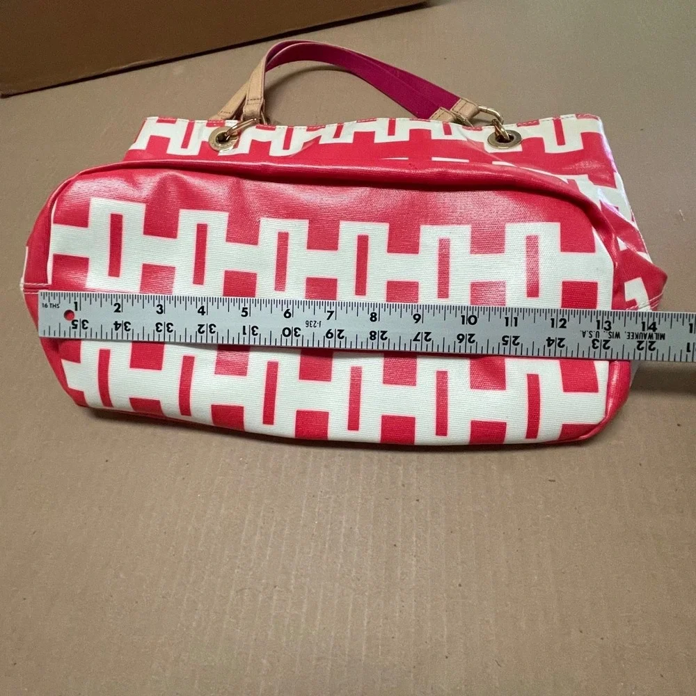 Tommy Hilfiger H Monogram Hot‎ Pink & White Commuter Bag Purse Tote NWOT